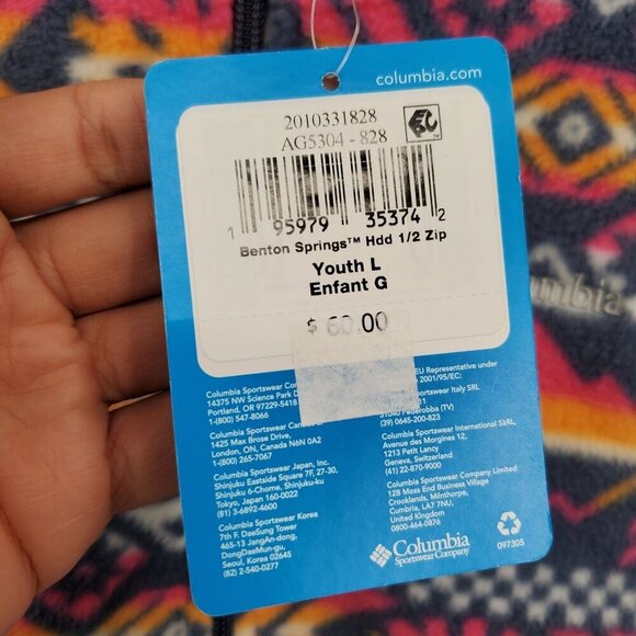 Columbia Benton Springs Long Sleeve Hoodie Girls Size Large NWT Half Zip Aztec - Picture 5 of 15